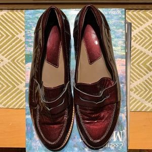 Earthies Burgundy Patent Leather Braga Loafers Size 7.5B